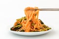 Radish noodle on white background