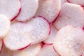 Radish slices. Flat view for backgroung image