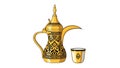 raditional Arabic golden coffee pot (Dallah) Royalty Free Stock Photo