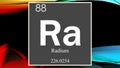 Radium chemical element symbol on dark colored abstract background