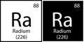 Radium chemical symbol. Mendeleev table. Square frames. Science structure. Flat art. Vector illustration. Stock image.