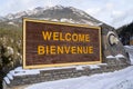 Radium Hot Springs, British Columbia, Canada - Janurary 20, 2019: Sign welcoming visitors to Radium Hot Springs in the winter