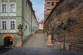 Radnicke schody Stairs at Mala Strana with St Joseph and St John of Nepomuk statues - Prague, Czech Republic Royalty Free Stock Photo