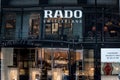 Rado logo on their jewelry boutique in Vienna. Rado is a Swiss luxury watchmaker famous for chronographs and watches