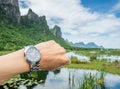 Rado watch on wrist in natural view