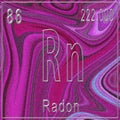 Radon chemical element, Sign with atomic number and atomic weight