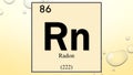 Radon chemical element symbol on yellow bubble background