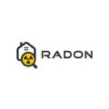 Radon first alert kit logo. Poisonous gas home detection logotype. Rn remediation, house safety icon. Dangerous chemical