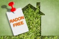 Radon gas free area: concept image with residential building free from the natural and dangerous radioactive gas