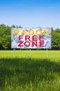 RADON GAS FREE ZONE: concept image with a vacant land free from the natural and dangerous radioactive gas that comes from the Royalty Free Stock Photo