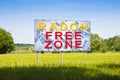 RADON GAS FREE ZONE: concept with a vacant land free from the natural and dangerous radioactive gas that comes from the earth -