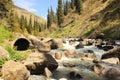 The radon hot spring near the Altyn Arashan resort near Karakol city, Kyrgyzstan