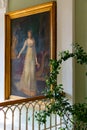 Radun, Czech Republic, 7 April 2019 - The interior with beautiful pictures on wall of Radun Castle, located near Opava