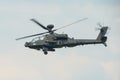 A RAF Apache attack helicopter in flight