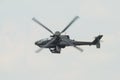 A RAF Apache attack helicopter in flight