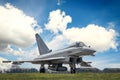 RAF Coningsby Modern Typhoon Eurofighter military combat jet fighter aircraft stationary ready to taxi to runway takeoff dramatic