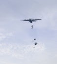RAF Hercules dropping parachutes