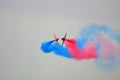 RAF Red Arrows display team in flight. Royalty Free Stock Photo