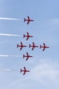 RAF Red Arrows display team flying in formation at an airshow Royalty Free Stock Photo