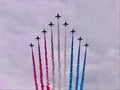 RAF 100 red arrows flypast Royalty Free Stock Photo