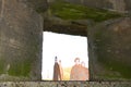 RAF 47 squadron airmen seen through a bunker window at the National Memorial Arboretum, Alrewas.