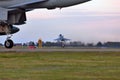 RAF Typhoons taking off at RAF Coningsby - stock photo Royalty Free Stock Photo