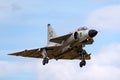 Swedish Air Force Historic Flight Saab AJS-37 Viggen fighter aircraft SE-DXN. Royalty Free Stock Photo