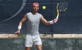 Rafa nadal gestures during a training session in santa ponsa mallorca wide