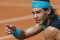 Rafa Nadal gesturing during match in mallorca wide Royalty Free Stock Photo