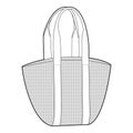 Raffia Basket Tote silhouette bag. Fashion accessory technical illustration. Vector satchel front 3-4 view for Men