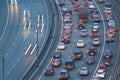 Raffic with motion cars on Zhivopisny Bridge