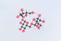 Raffinose molecule made with balls, isolated molecular model. 3D rendering