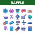 Raffle Gamble Lottery Collection Icons Set Vector