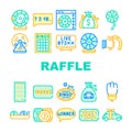 Raffle Lottery Game Collection Icons Set Vector Royalty Free Stock Photo