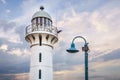 Raffles Marina Lighthouse, built in 1994 and overlooking the Tuas Second Link - Singapore\'s second causeway to Malaysia.