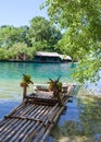 Raft on the bank of the Blue lagoon, Jamaica Royalty Free Stock Photo