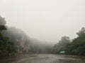 Raft and boat tour at Waterfall Sai Yok Kanchanaburi Thailand