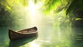 A raft floating down a wild jungle river Royalty Free Stock Photo