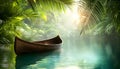 A raft floating down a wild jungle river Royalty Free Stock Photo