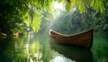 A raft floating down a wild jungle river Royalty Free Stock Photo