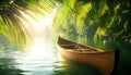 A raft floating down a wild jungle river Royalty Free Stock Photo