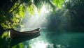 A raft floating down a wild jungle river Royalty Free Stock Photo