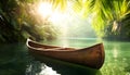 A raft floating down a wild jungle river Royalty Free Stock Photo