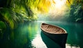 A raft floating down a wild jungle river Royalty Free Stock Photo