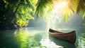 A raft floating down a wild jungle river Royalty Free Stock Photo