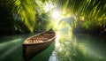 A raft floating down a wild jungle river Royalty Free Stock Photo