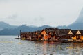 Raft houses on the Khao Sok National Park Lake in Thailand. Royalty Free Stock Photo