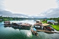 The Raft on the river in Sangkhlaburi HDR Royalty Free Stock Photo