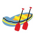 Raft transportation cartoon character perspective view vector illustration