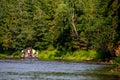 Trip by raft on the river during summer. Royalty Free Stock Photo